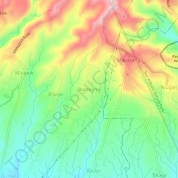 Carte topographique Bambang, altitude, relief