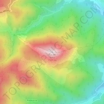 Carte topographique Suc de Sara, altitude, relief
