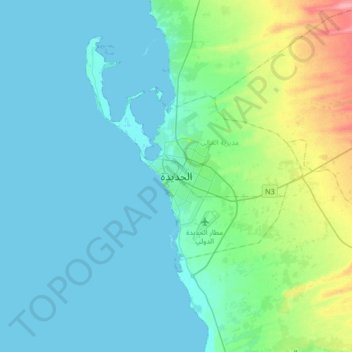 Carte topographique Hodeidah, altitude, relief