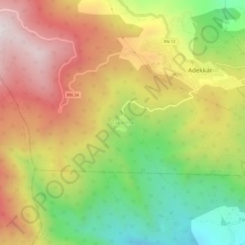 Carte topographique Takamra, altitude, relief