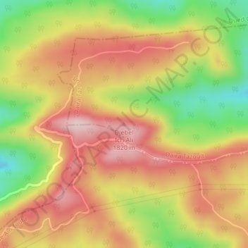 Carte topographique Djebel Ich Ali, altitude, relief