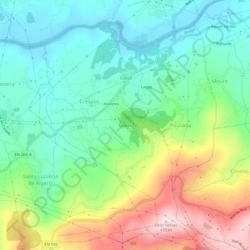 Carte topographique Cruzes, altitude, relief