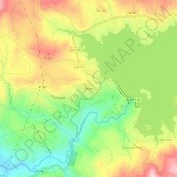 Carte topographique Pisões, altitude, relief