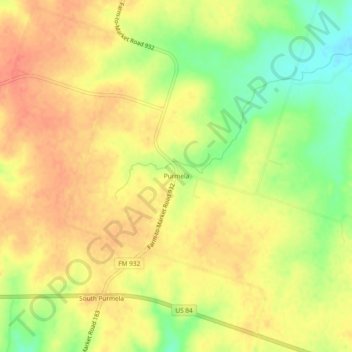 Carte topographique Purmela, altitude, relief