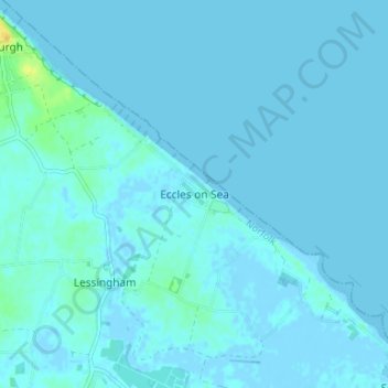 Carte topographique Eccles on Sea, altitude, relief