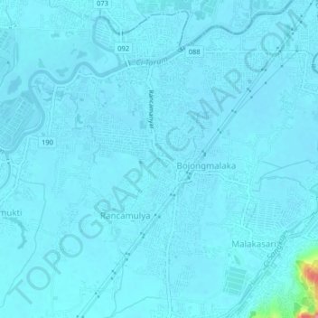 Carte topographique Rancamanyar, altitude, relief