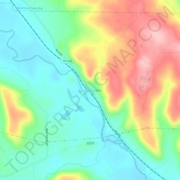 Carte topographique Spring Creek, altitude, relief