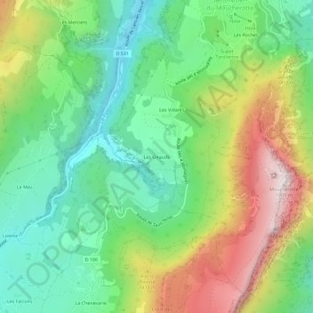 Carte topographique Les Girauds, altitude, relief