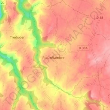Carte topographique Belmar, altitude, relief