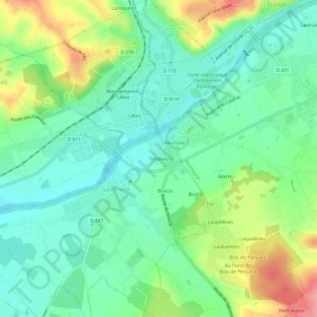 Carte topographique Tondeau, altitude, relief