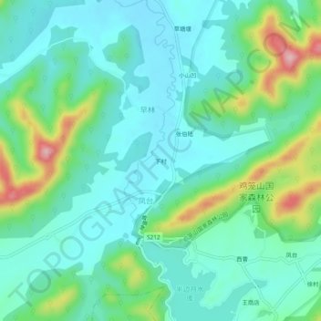 Carte topographique Xia, altitude, relief