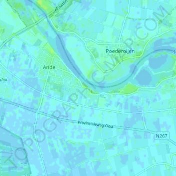 Carte topographique Op-Andel, altitude, relief