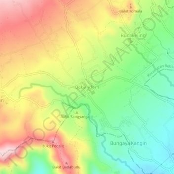 Carte topographique Bebandem, altitude, relief
