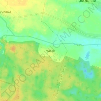 Carte topographique Tchaban, altitude, relief