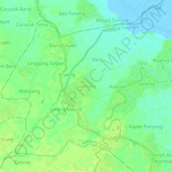 Carte topographique Gantung, altitude, relief