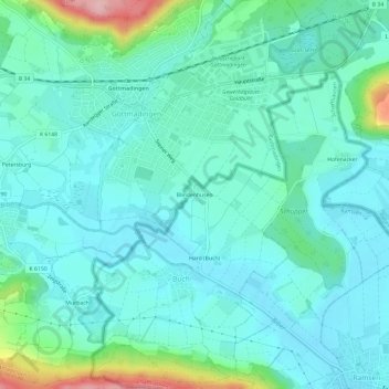 Carte topographique Blindenhusen, altitude, relief