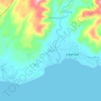 Carte topographique Taboc, altitude, relief