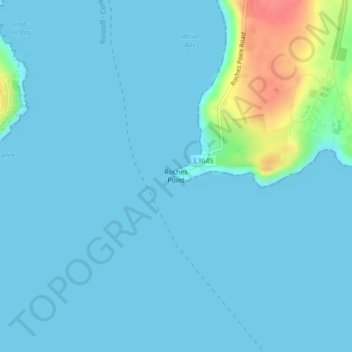 Carte topographique Roches Point, altitude, relief