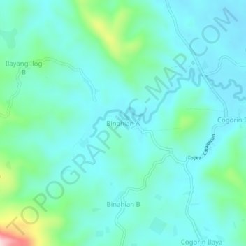 Carte topographique Binahian A, altitude, relief