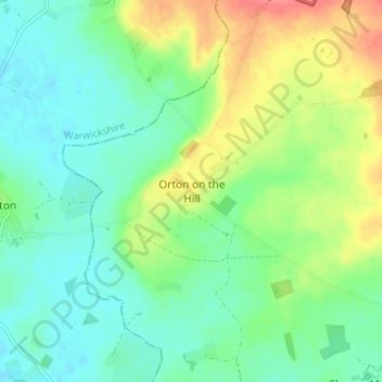 Carte topographique Orton on the Hill, altitude, relief