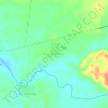 Carte topographique Agustín Melgar, altitude, relief