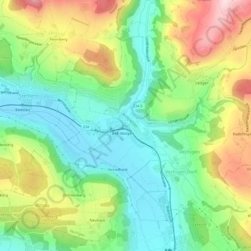 Carte topographique Boll, altitude, relief