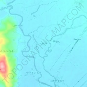 Carte topographique Colisao, altitude, relief
