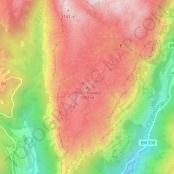 Carte topographique Pedra Rajada, altitude, relief