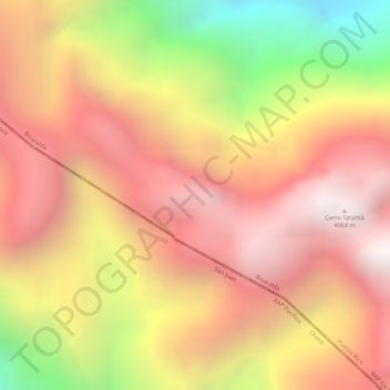 Carte topographique Cordillera Occidental, altitude, relief
