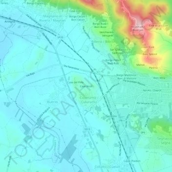 Carte topographique Case Anzil, altitude, relief