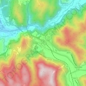 Carte topographique Marmore, altitude, relief