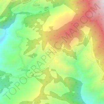 Carte topographique Narhisar, altitude, relief