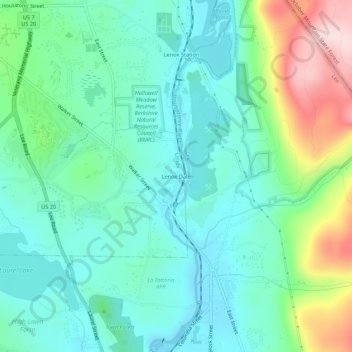 Carte topographique Lenox Dale, altitude, relief