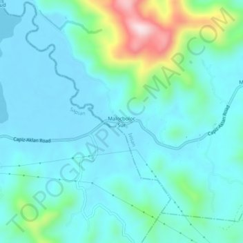 Carte topographique Malocboloc Sur, altitude, relief