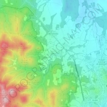 Carte topographique Llofriu, altitude, relief