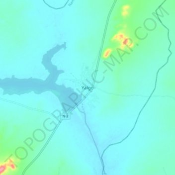 Carte topographique Yalgo, altitude, relief