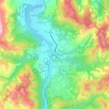 Carte topographique Colombaia, altitude, relief
