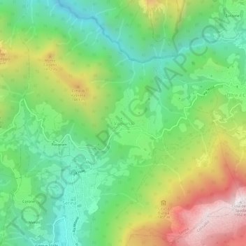Carte topographique Valpiana, altitude, relief