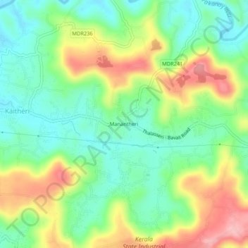 Carte topographique Manantheri, altitude, relief