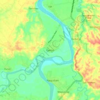 Carte topographique Gamu, altitude, relief