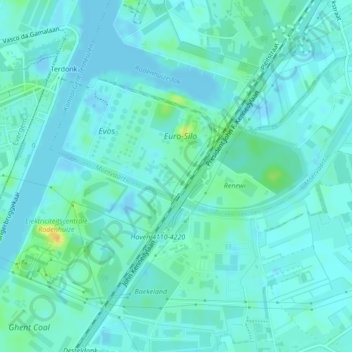 Carte topographique Rodenhuize, altitude, relief