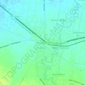 Carte topographique Plesungan, altitude, relief