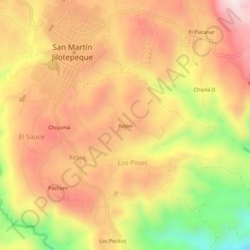 Carte topographique Pajón, altitude, relief