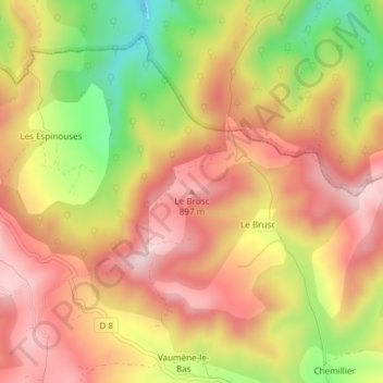 Carte topographique Le Brusc, altitude, relief