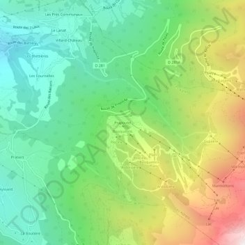 Carte topographique Prapoutel, altitude, relief