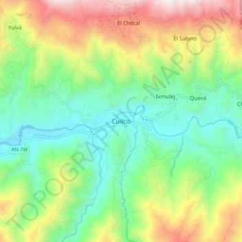 Carte topographique Cuilco, altitude, relief