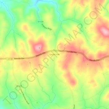 Carte topographique Laurel Fork, altitude, relief