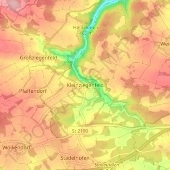 Carte topographique Kleinziegenfeld, altitude, relief