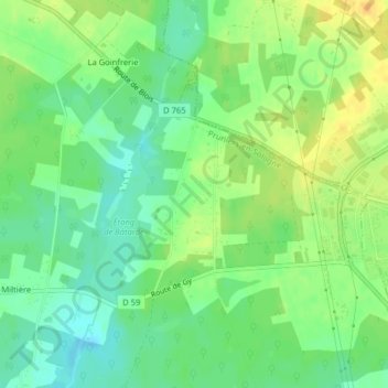 Carte topographique Les Chevinières, altitude, relief