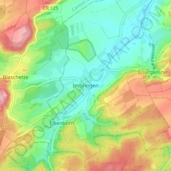 Carte topographique Imbringen, altitude, relief
